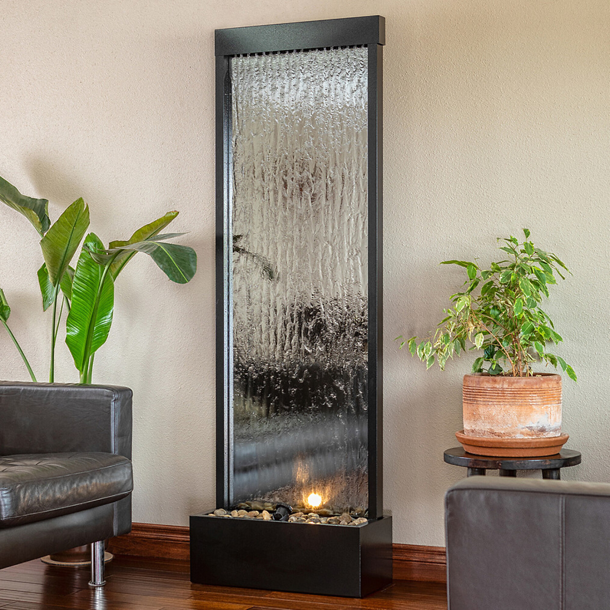 Alpine Corporation, Silver Mirror Fountain w/ Stones Halogen Light, Volts 120 Power Cord Length 6 ft, Model# MLT102